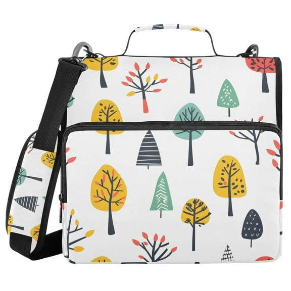 3 Ring Zipper Binder with Shoulder Strap Waterproof Trapper Keeper 1.5 Inch D-Ring 500 Sheets Capacity Different Trees