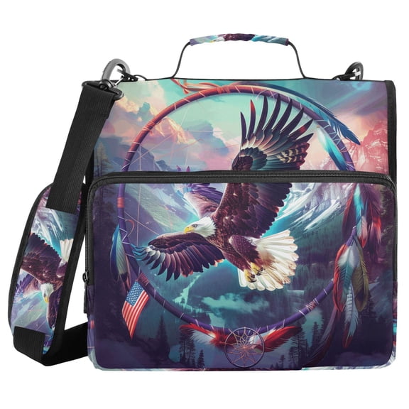 3 Ring Zipper Binder with Shoulder Strap Waterproof Trapper Keeper 2 Inch D-Ring 500 Sheets Capacity Eagle Mountains Tree Circle