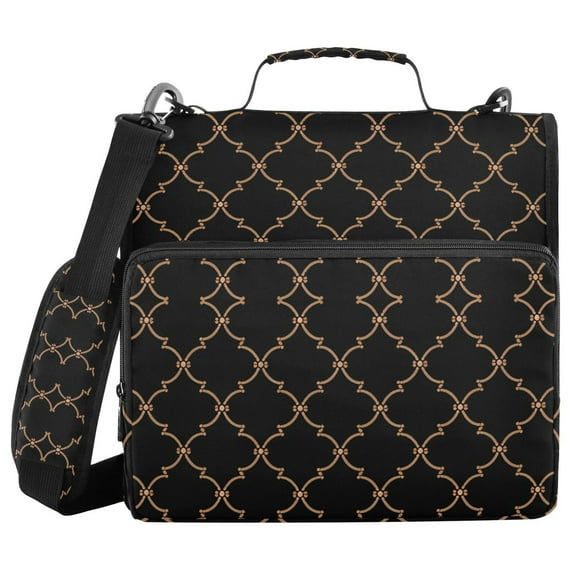 3 Ring Zipper Binder with Shoulder Strap Waterproof Trapper Keeper 1.5 Inch D-Ring 500 Sheets Capacity Elegant Grid Lines