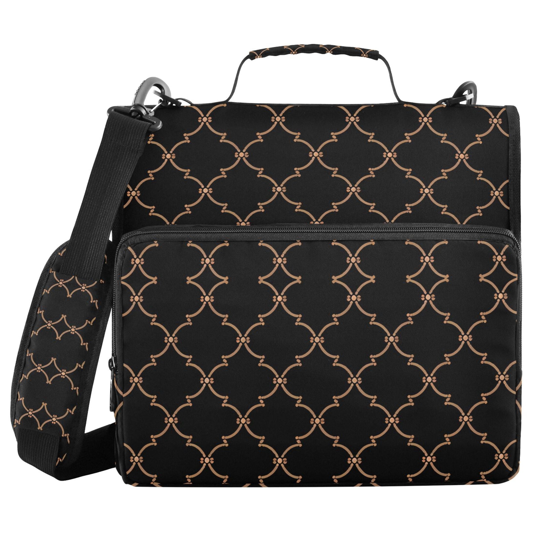 3 Ring Zipper Binder with Shoulder Strap Waterproof Trapper Keeper 2 Inch D-Ring 500 Sheets Capacity Elegant Grid Lines