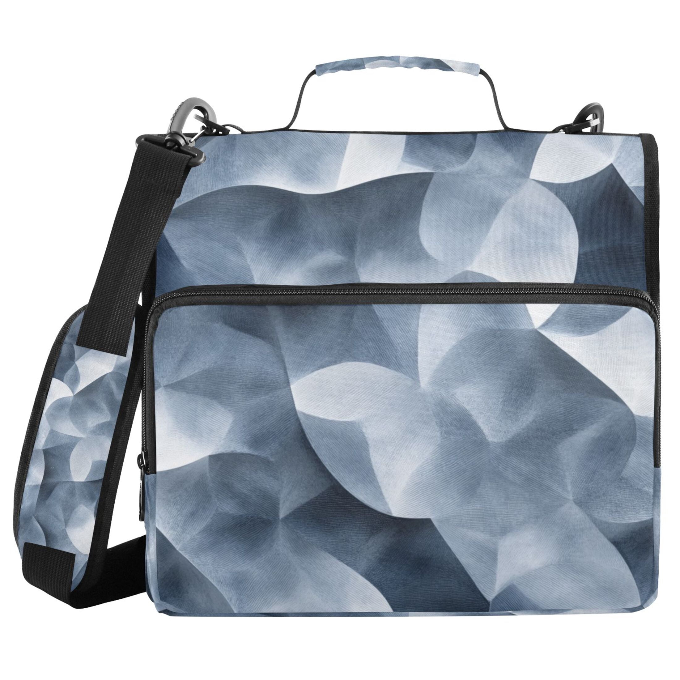 3 Ring Zipper Binder with Shoulder Strap Waterproof Trapper Keeper 2 Inch D-Ring 500 Sheets Capacity Elegant Wavy Geometric