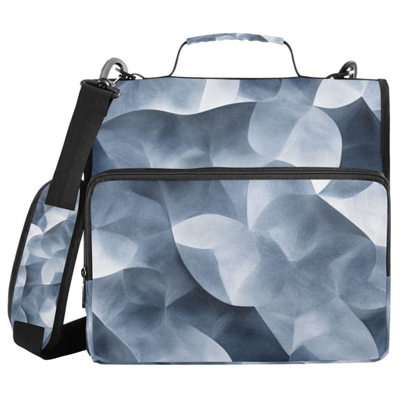 3 Ring Zipper Binder with Shoulder Strap Waterproof Trapper Keeper 2 Inch D-Ring 500 Sheets Capacity Elegant Wavy Geometric