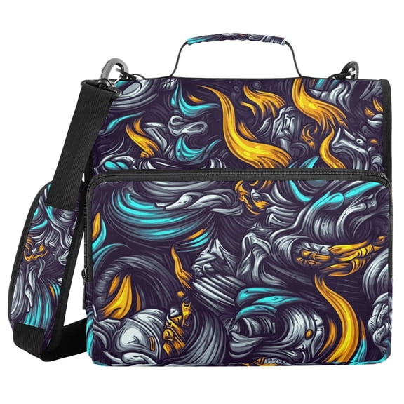 3 Ring Zipper Binder with Shoulder Strap Waterproof Trapper Keeper 2 Inch D-Ring 500 Sheets Capacity Fierce Fire and Smoke