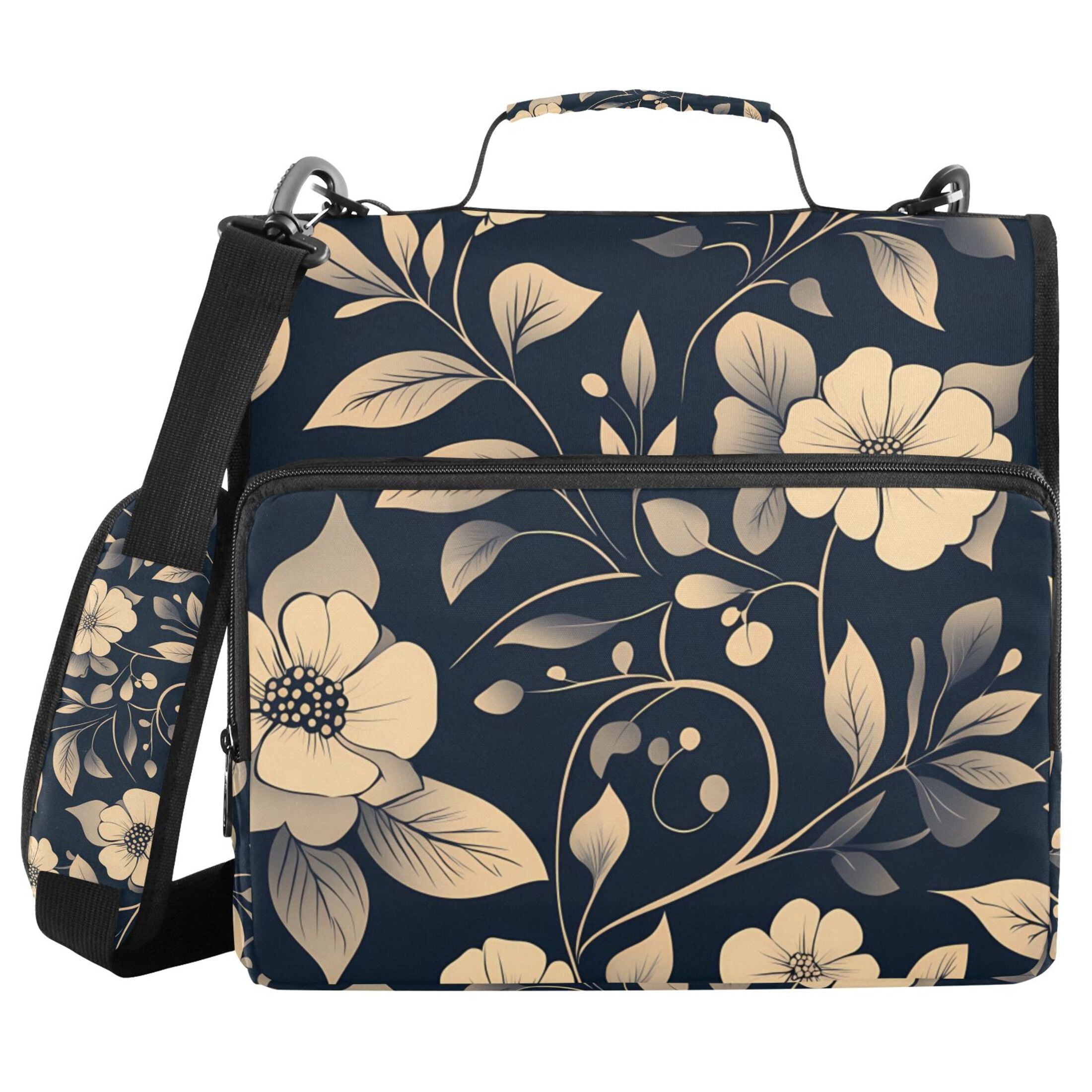 3 Ring Zipper Binder with Shoulder Strap Waterproof Trapper Keeper 2 Inch D-Ring 500 Sheets Capacity Flash Flower and Leaf