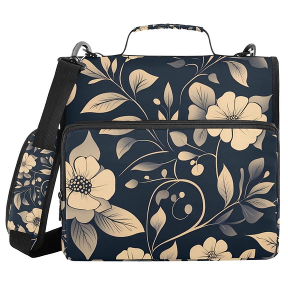 3 Ring Zipper Binder with Shoulder Strap Waterproof Trapper Keeper 2 Inch D-Ring 500 Sheets Capacity Flash Flower and Leaf