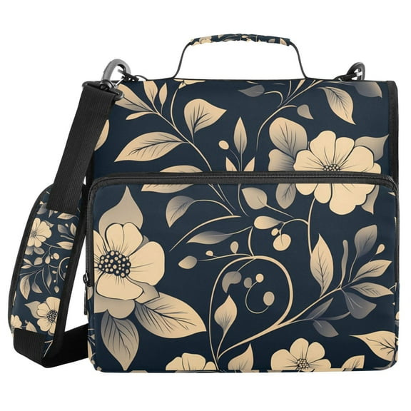 3 Ring Zipper Binder with Shoulder Strap Waterproof Trapper Keeper 1.5 Inch D-Ring 500 Sheets Capacity Flash Flower and Leaf