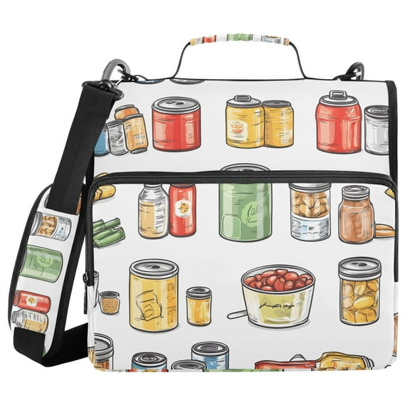 3 Ring Zipper Binder with Shoulder Strap Waterproof Trapper Keeper 1.5 Inch D-Ring 500 Sheets Capacity Food Can