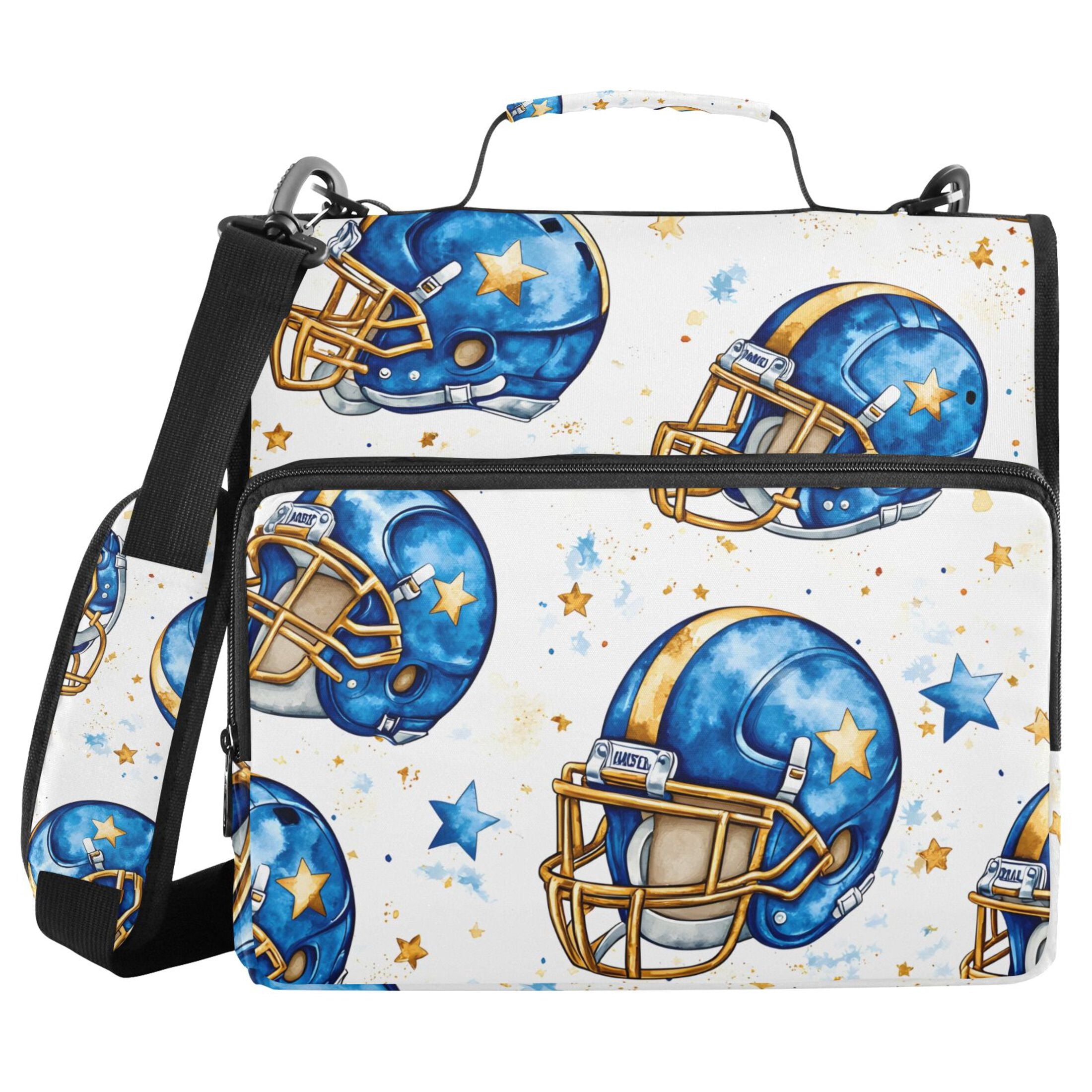 3 Ring Zipper Binder with Shoulder Strap Waterproof Trapper Keeper 2 Inch D-Ring 500 Sheets Capacity Football Helmet with Star