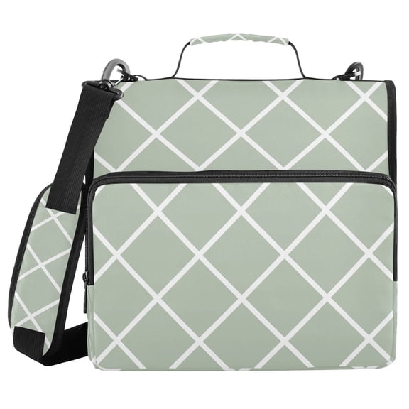 3 Ring Zipper Binder with Shoulder Strap Waterproof Trapper Keeper 2 Inch D-Ring 500 Sheets Capacity Green Block