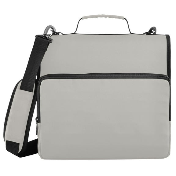 3 Ring Zipper Binder with Shoulder Strap Waterproof Trapper Keeper 1.5 Inch D-Ring 500 Sheets Capacity Grey