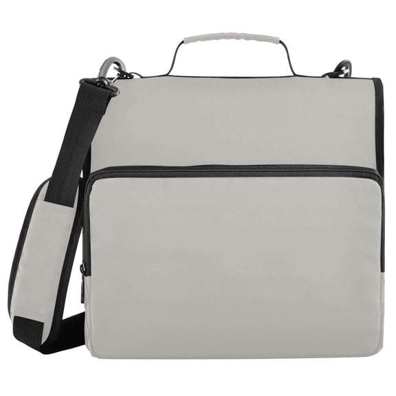 3 Ring Zipper Binder with Shoulder Strap Waterproof Trapper Keeper 2 Inch D-Ring 500 Sheets Capacity Grey