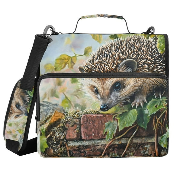 3 Ring Zipper Binder with Shoulder Strap Waterproof Trapper Keeper 1.5 Inch D-Ring 500 Sheets Capacity Hedgehog and Ivy