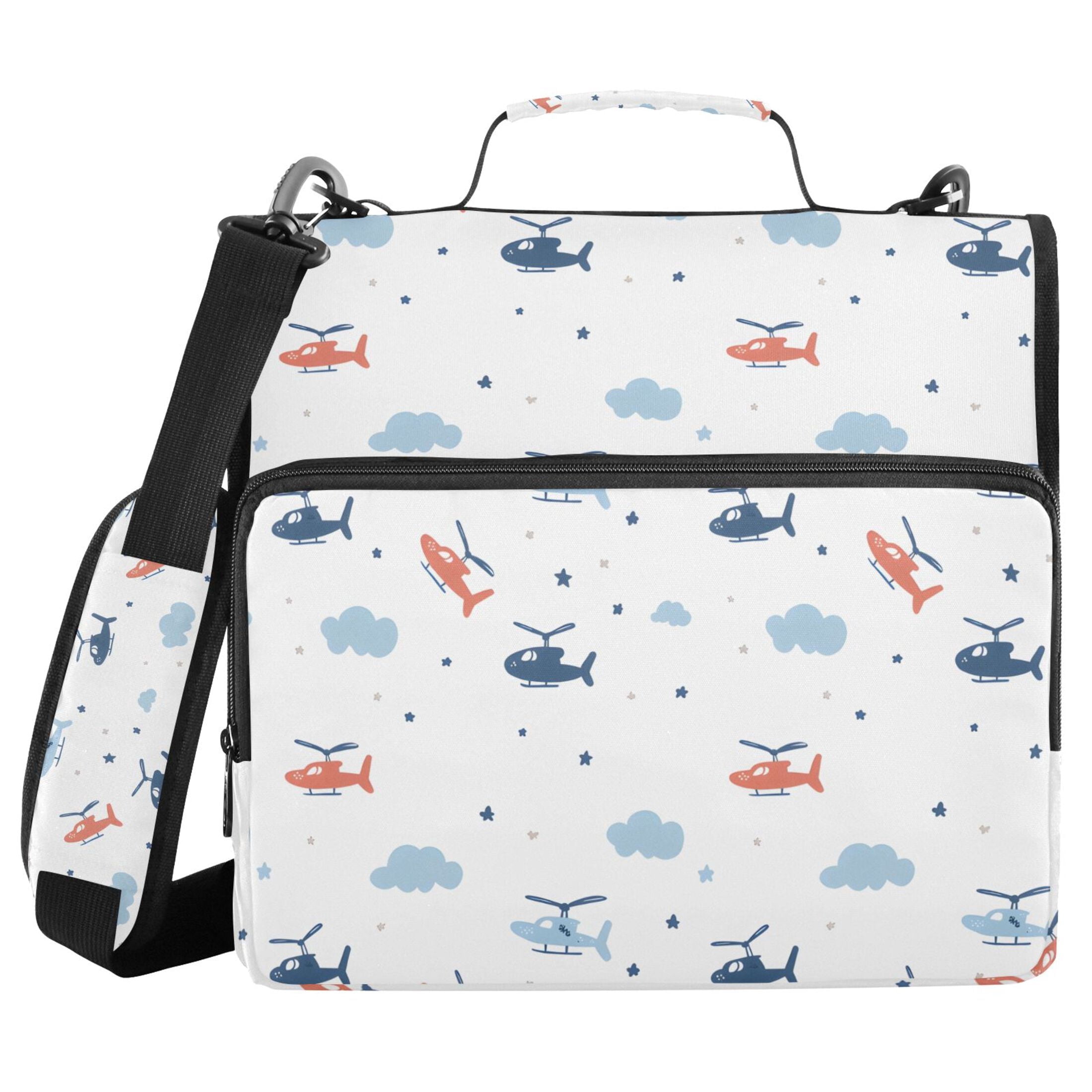 3 Ring Zipper Binder with Shoulder Strap Waterproof Trapper Keeper 2 Inch D-Ring 500 Sheets Capacity Helicopter and Cloud