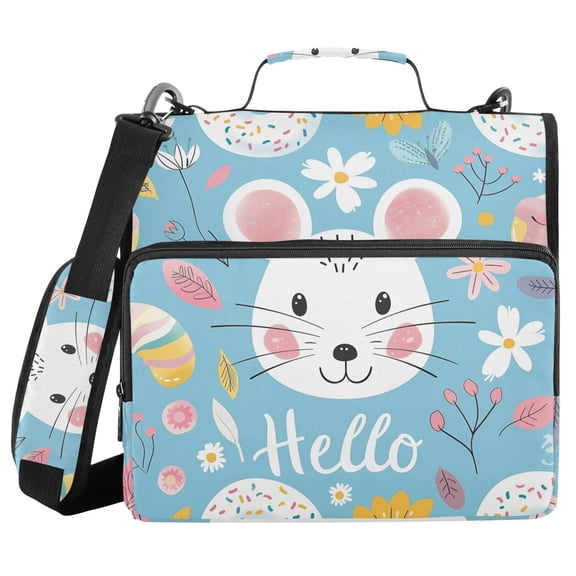 3 Ring Zipper Binder with Shoulder Strap Waterproof Trapper Keeper 2 Inch D-Ring 500 Sheets Capacity Hello Mouse Face