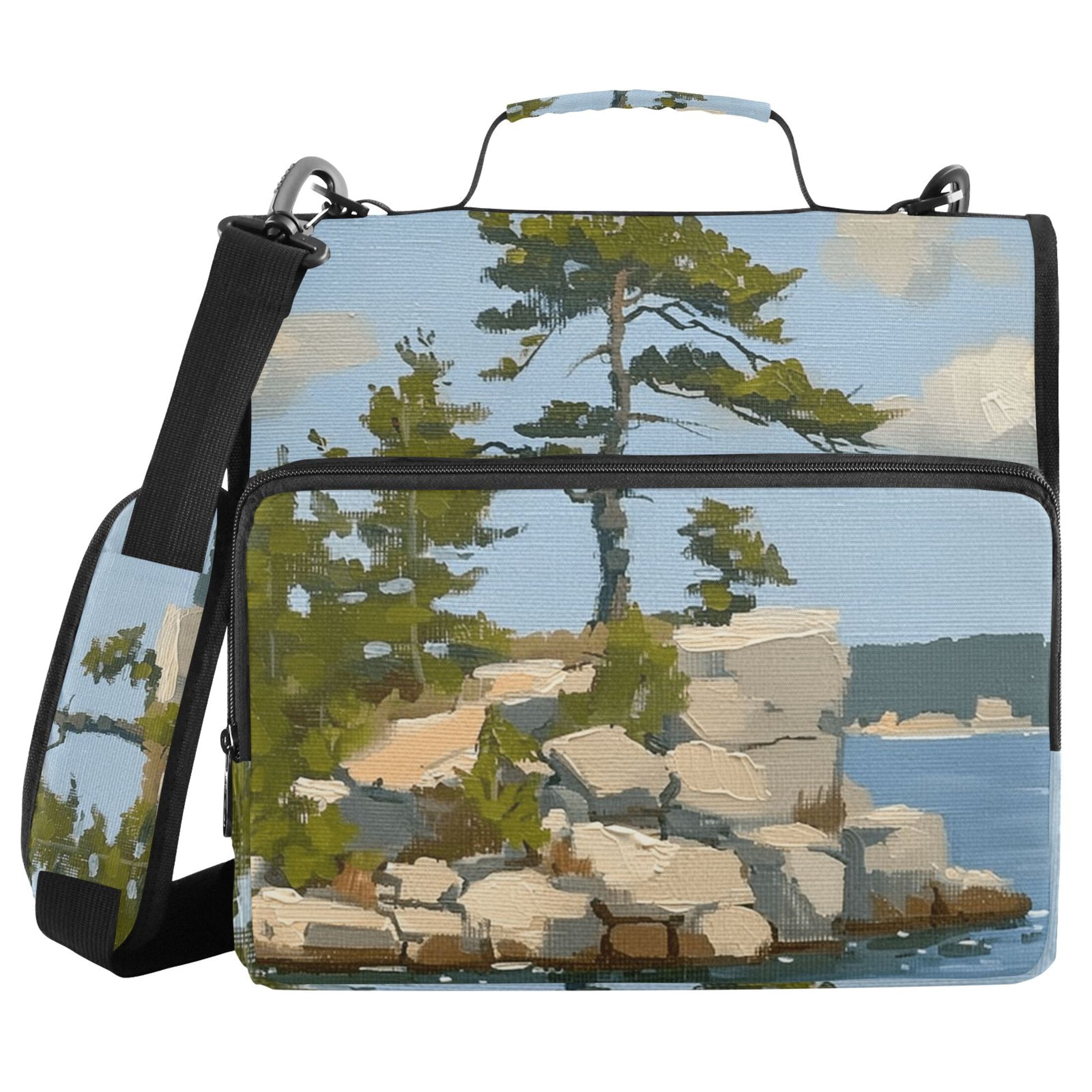 3 Ring Zipper Binder with Shoulder Strap Waterproof Trapper Keeper 2 Inch D-Ring 500 Sheets Capacity Island Oil Painting