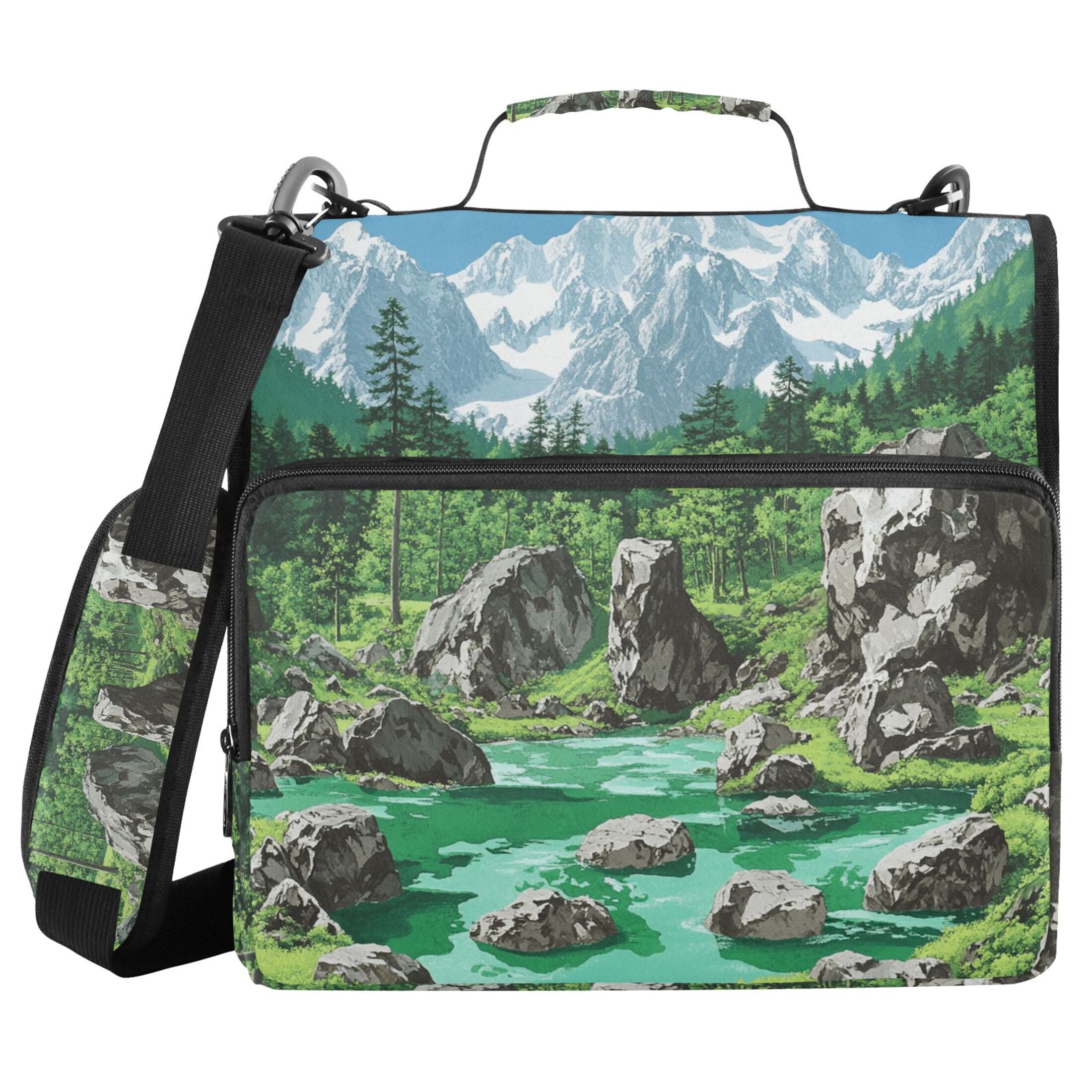 3 Ring Zipper Binder with Shoulder Strap Waterproof Trapper Keeper 2 Inch D-Ring 500 Sheets Capacity Lake in Mountains