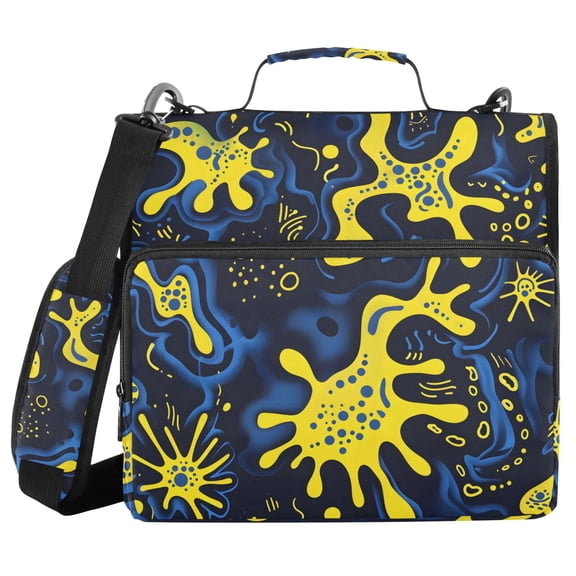 3 Ring Zipper Binder with Shoulder Strap Waterproof Trapper Keeper 2 Inch D-Ring 500 Sheets Capacity Light Blue Yellow Splashes