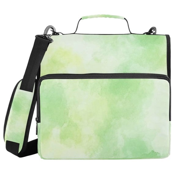 3 Ring Zipper Binder with Shoulder Strap Waterproof Trapper Keeper 2 Inch D-Ring 500 Sheets Capacity Light Green Soft Pastel Watercolor