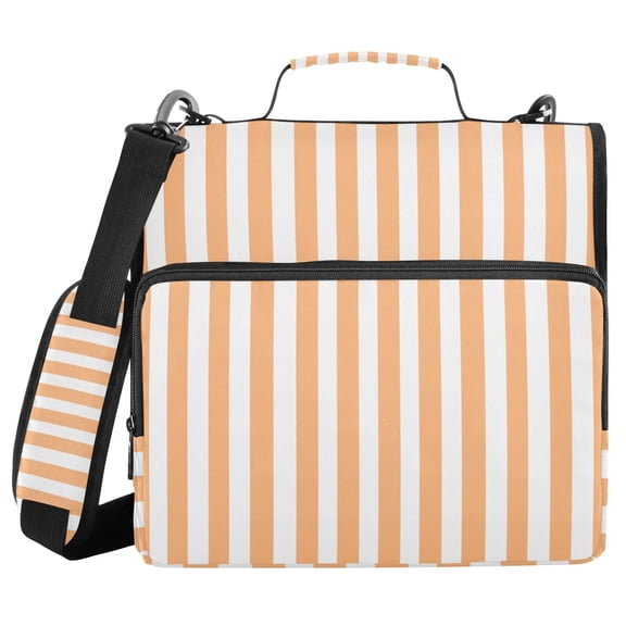 3 Ring Zipper Binder with Shoulder Strap Waterproof Trapper Keeper 2 Inch D-Ring 500 Sheets Capacity Light Orange and White Striped