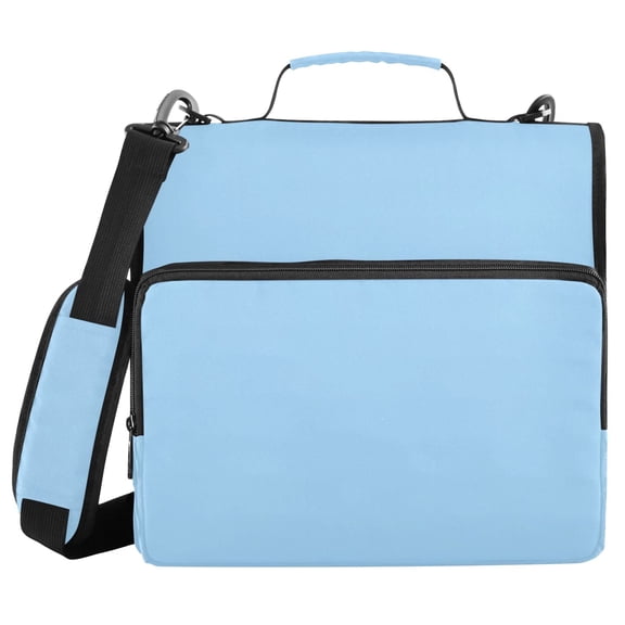 3 Ring Zipper Binder with Shoulder Strap Waterproof Trapper Keeper 2 Inch D-Ring 500 Sheets Capacity Light Sky Blue