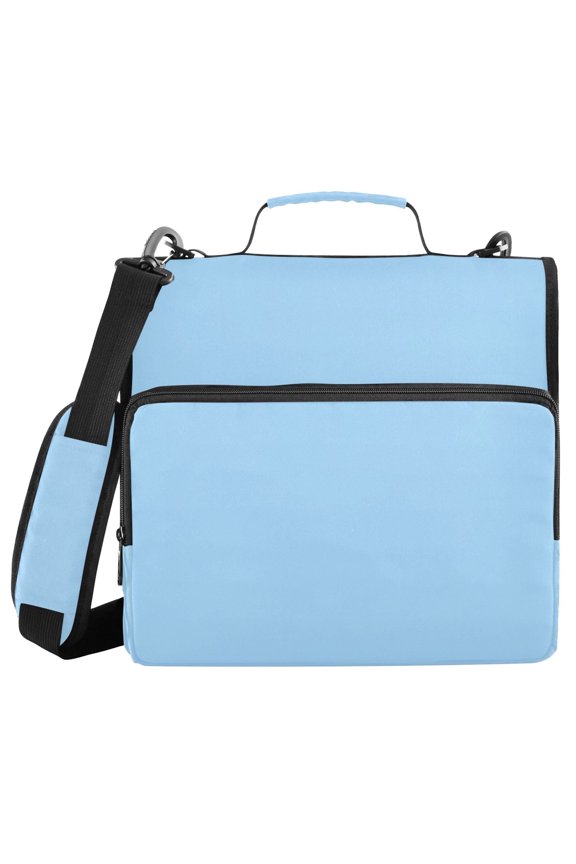 3 Ring Zipper Binder with Shoulder Strap Waterproof Trapper Keeper 2 Inch D-Ring 500 Sheets Capacity Light Sky Blue
