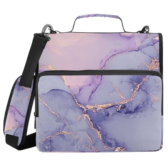 3 Ring Zipper Binder with Shoulder Strap Waterproof Trapper Keeper 2 Inch D-Ring 500 Sheets Capacity Lilac Marble