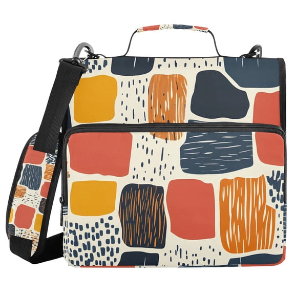 3 Ring Zipper Binder with Shoulder Strap Waterproof Trapper Keeper 2 Inch D-Ring 500 Sheets Capacity Line Block Doodle