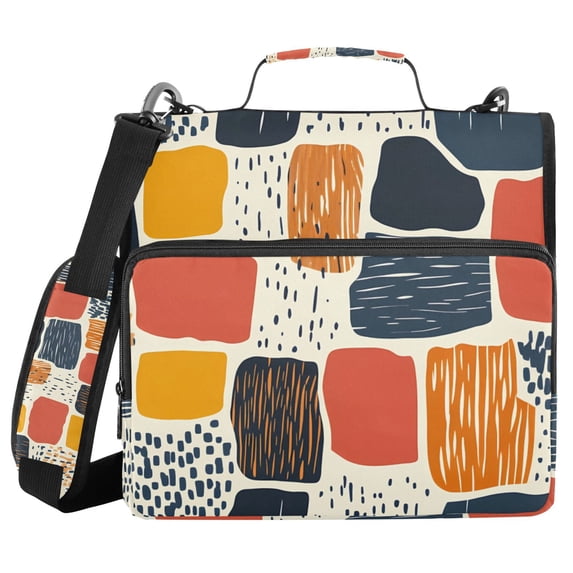 3 Ring Zipper Binder with Shoulder Strap Waterproof Trapper Keeper 2 Inch D-Ring 500 Sheets Capacity Line Block Doodle