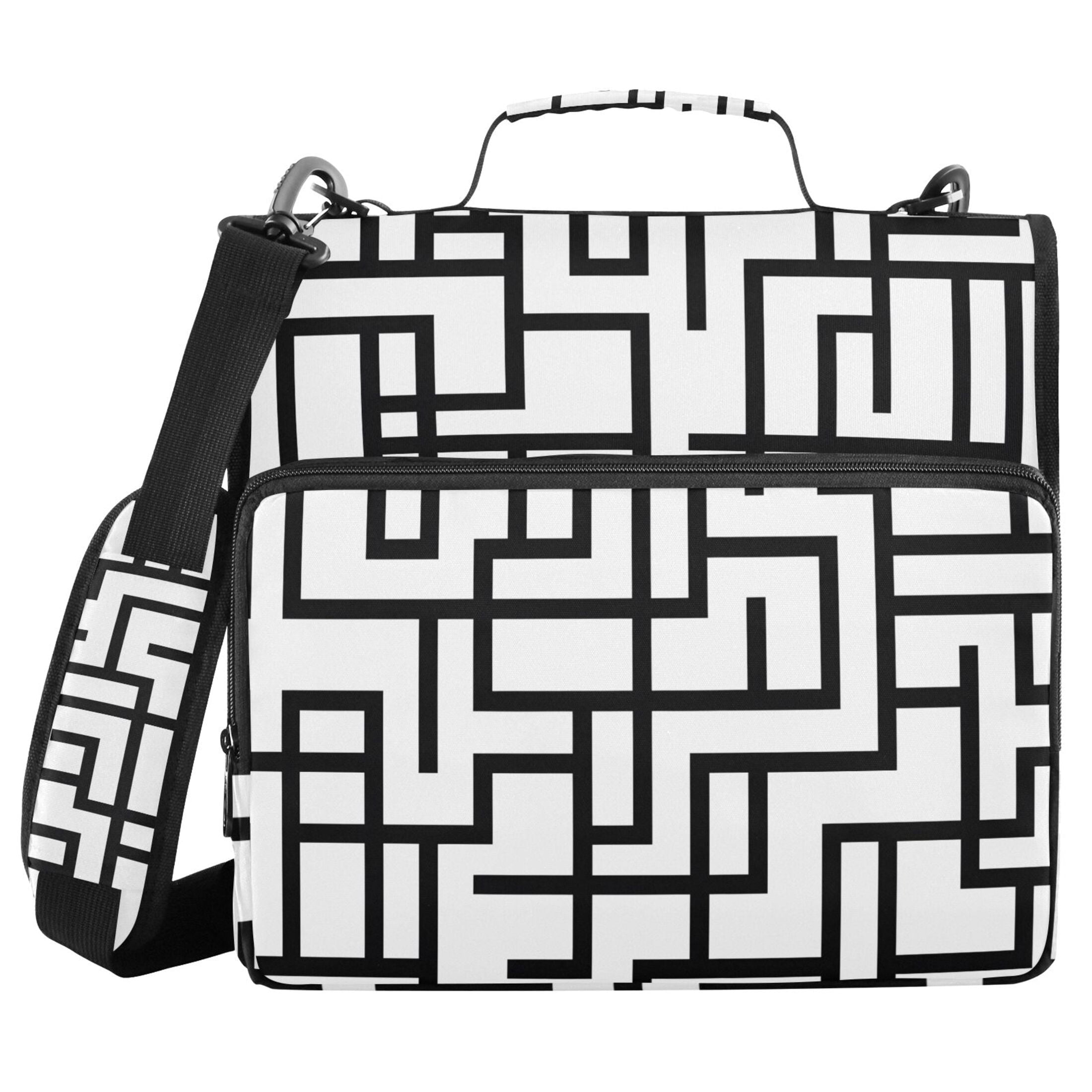 3 Ring Zipper Binder with Shoulder Strap Waterproof Trapper Keeper 2 Inch D-Ring 500 Sheets Capacity Line Maze