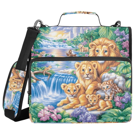 3 Ring Zipper Binder with Shoulder Strap Waterproof Trapper Keeper 2 Inch D-Ring 500 Sheets Capacity Lion Home