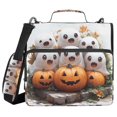 thumbnail image 1 of 3 Ring Zipper Binder with Shoulder Strap Waterproof Trapper Keeper 2 Inch D-Ring 500 Sheets Capacity Lovely Ghosts Sit on Pumpkins, 1 of 7