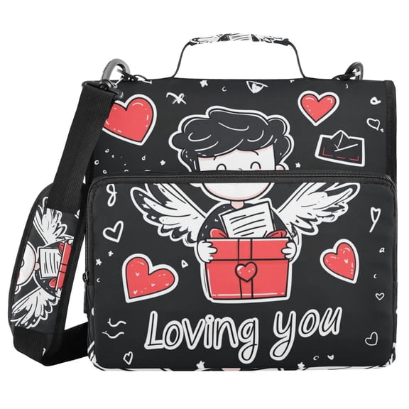 3 Ring Zipper Binder with Shoulder Strap Waterproof Trapper Keeper 2 Inch D-Ring 500 Sheets Capacity Loving You