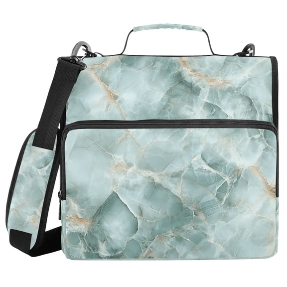 3 Ring Zipper Binder with Shoulder Strap Waterproof Trapper Keeper 2 Inch D-Ring 500 Sheets Capacity Mint Green Marble