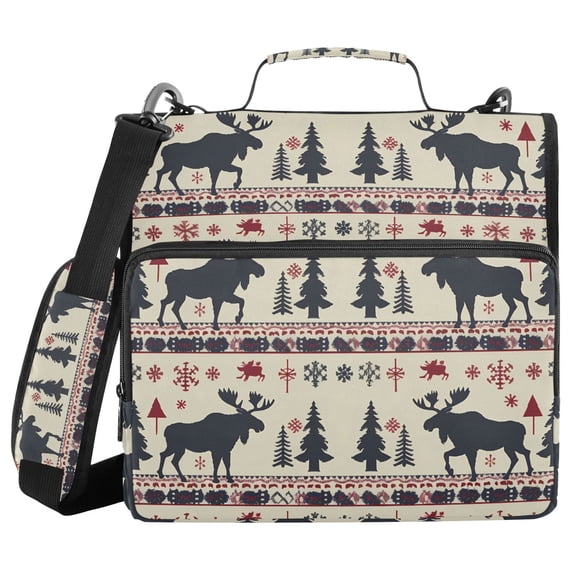 3 Ring Zipper Binder with Shoulder Strap Waterproof Trapper Keeper 2 Inch D-Ring 500 Sheets Capacity Moose Tree Silhouette