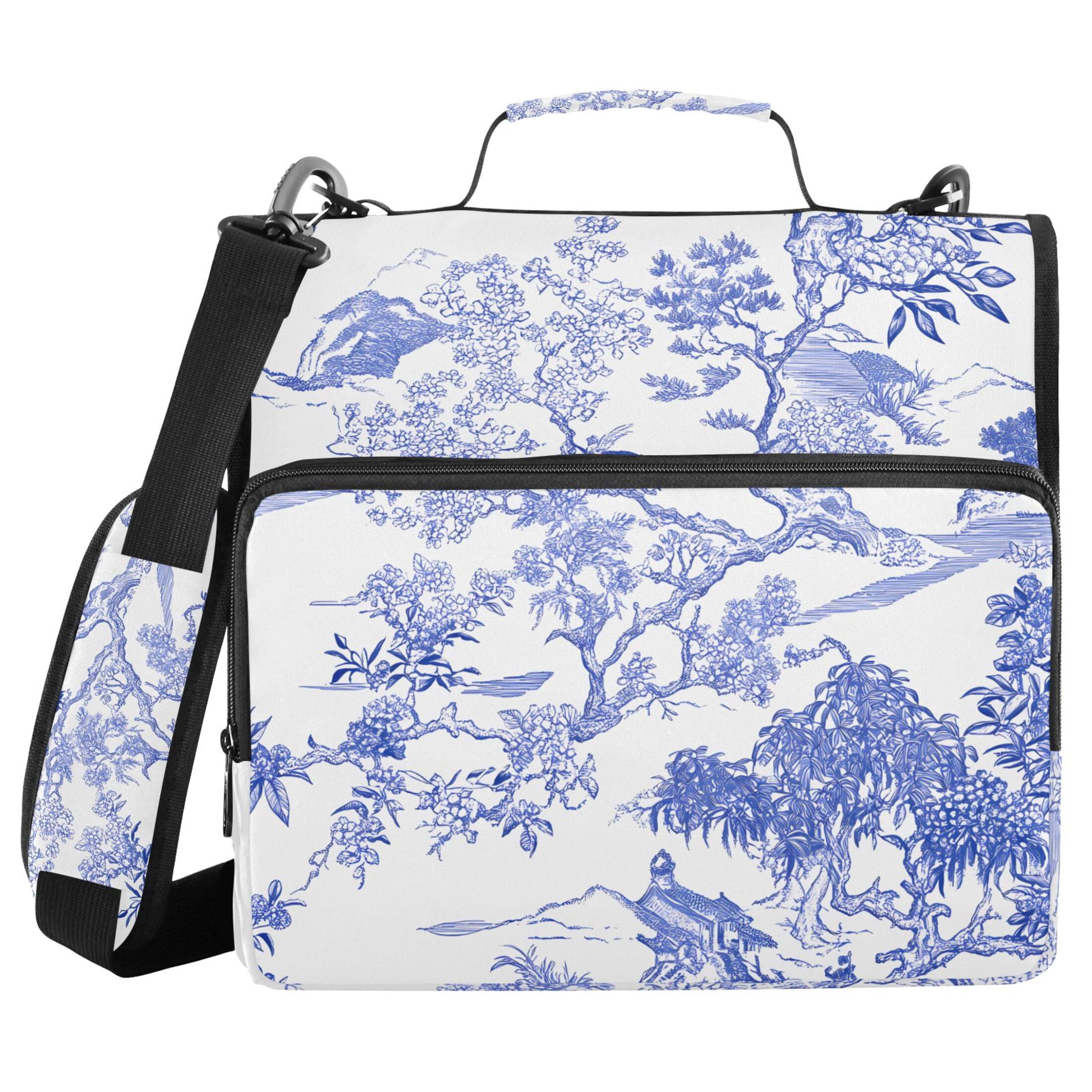 3 Ring Zipper Binder with Shoulder Strap Waterproof Trapper Keeper 2 Inch D-Ring 500 Sheets Capacity Mountains Trees Flowers Birds