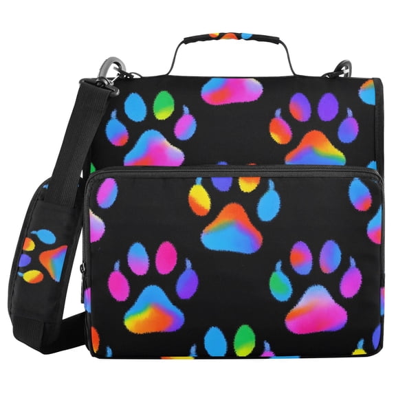 3 Ring Zipper Binder with Shoulder Strap Waterproof Trapper Keeper 2 Inch D-Ring 500 Sheets Capacity Neon Dog Paw