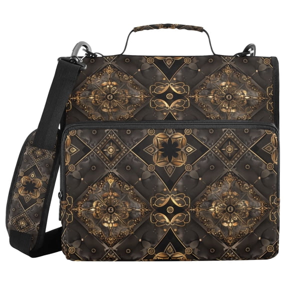 3 Ring Zipper Binder with Shoulder Strap Waterproof Trapper Keeper 2 Inch D-Ring 500 Sheets Capacity Noble Flower Pattern