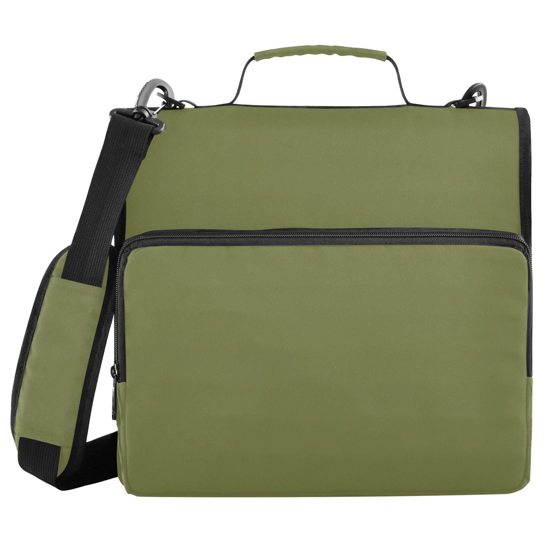 3 Ring Zipper Binder with Shoulder Strap Waterproof Trapper Keeper 2 Inch D-Ring 500 Sheets Capacity Olive Green