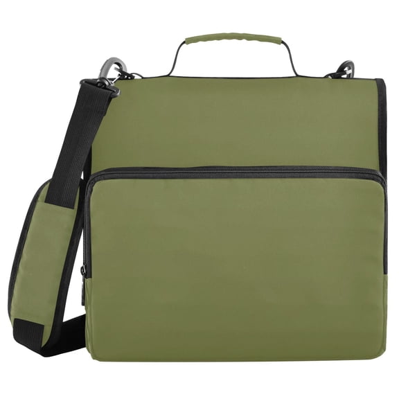 3 Ring Zipper Binder with Shoulder Strap Waterproof Trapper Keeper 2 Inch D-Ring 500 Sheets Capacity Olive Green