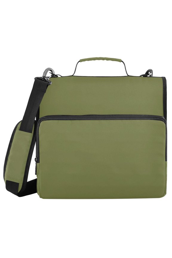 3 Ring Zipper Binder with Shoulder Strap Waterproof Trapper Keeper 2 Inch D-Ring 500 Sheets Capacity Olive Green