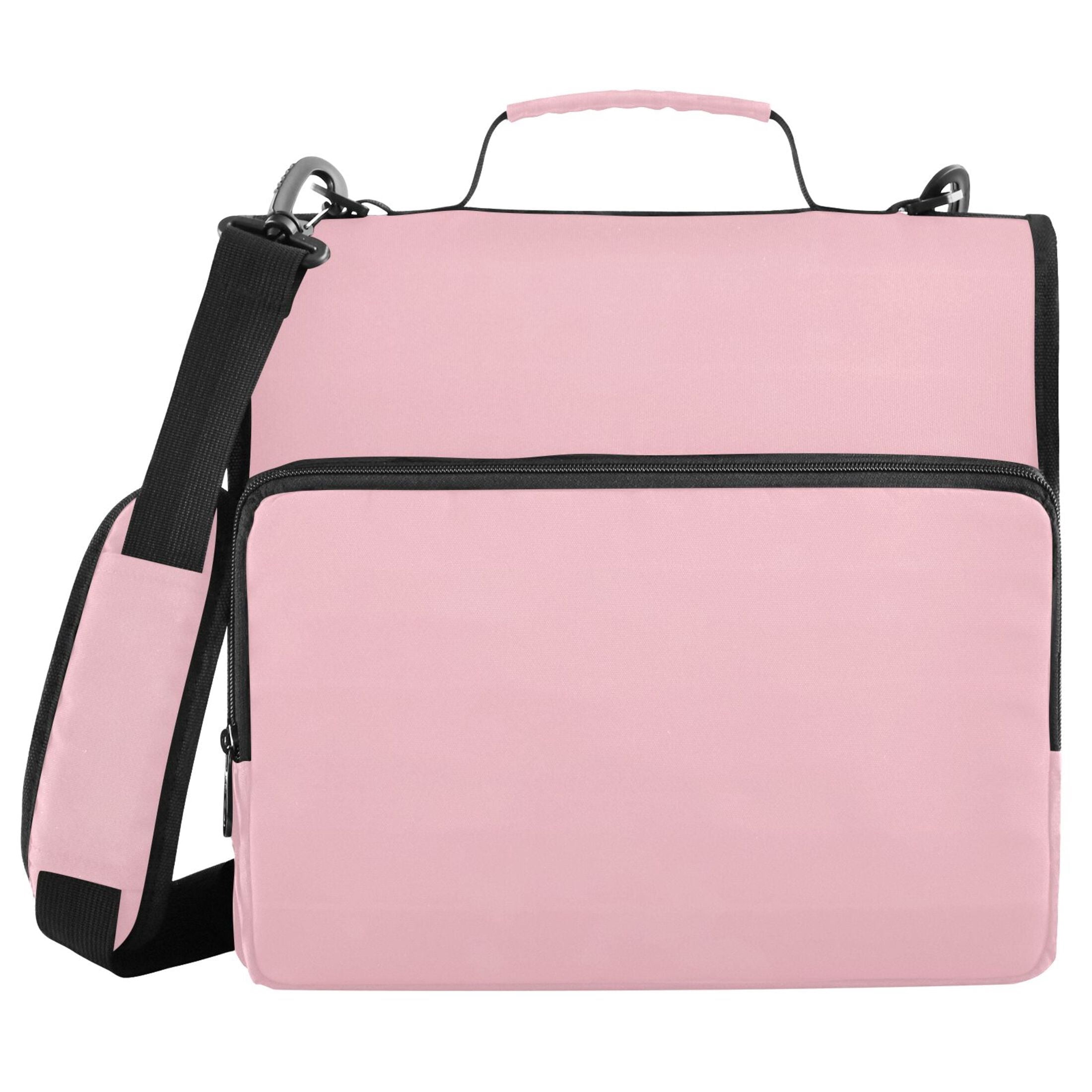 3 Ring Zipper Binder with Shoulder Strap Waterproof Trapper Keeper 2 Inch D-Ring 500 Sheets Capacity Pale Pink