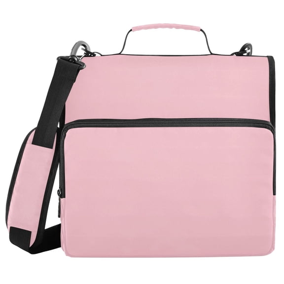 3 Ring Zipper Binder with Shoulder Strap Waterproof Trapper Keeper 2 Inch D-Ring 500 Sheets Capacity Pale Pink