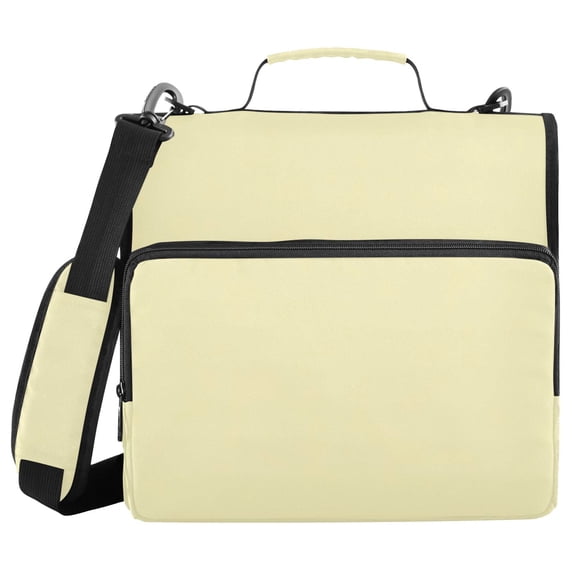 3 Ring Zipper Binder with Shoulder Strap Waterproof Trapper Keeper 2 Inch D-Ring 500 Sheets Capacity Pale Yellow