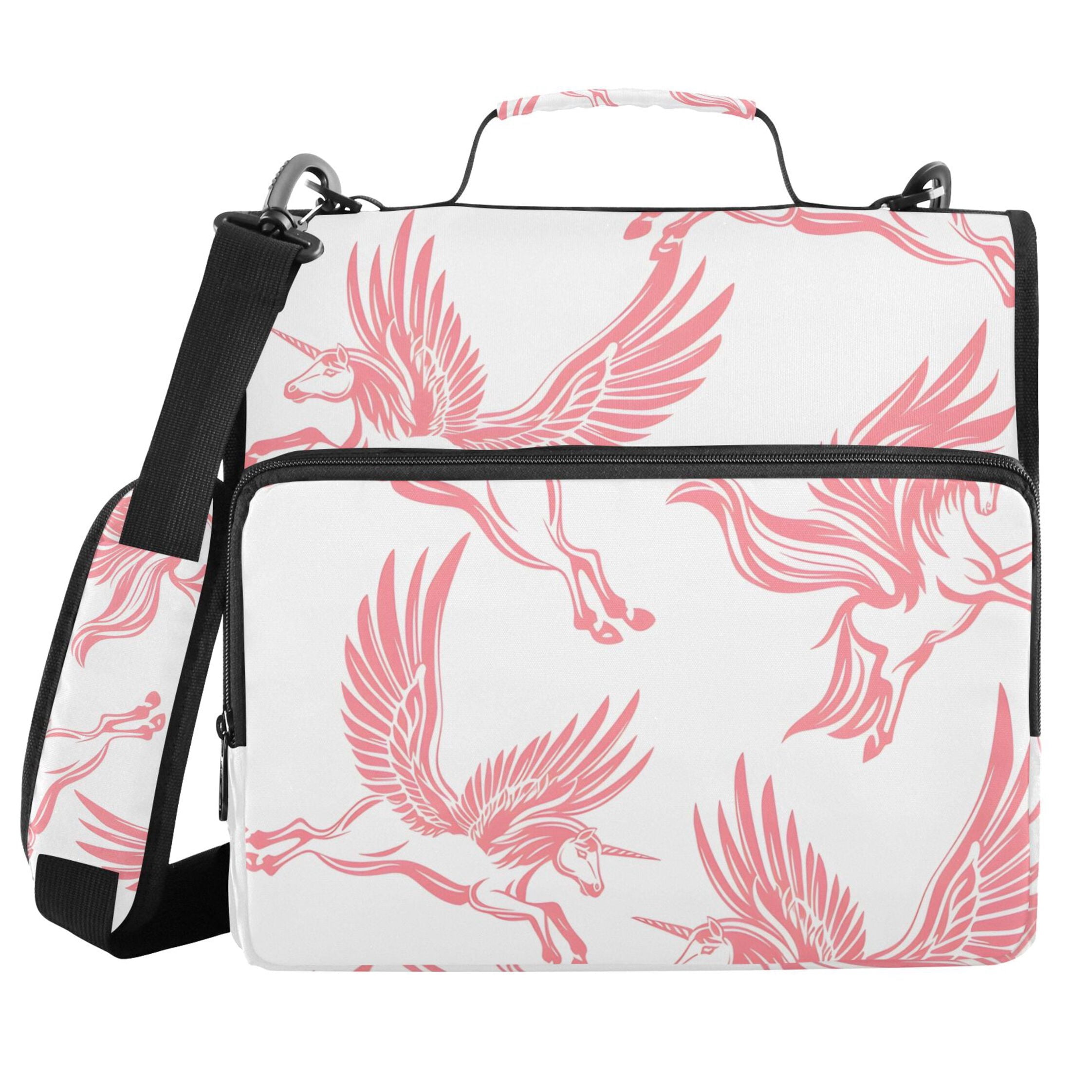 3 Ring Zipper Binder with Shoulder Strap Waterproof Trapper Keeper 2 Inch D-Ring 500 Sheets Capacity Pegasus Unicorn Fly