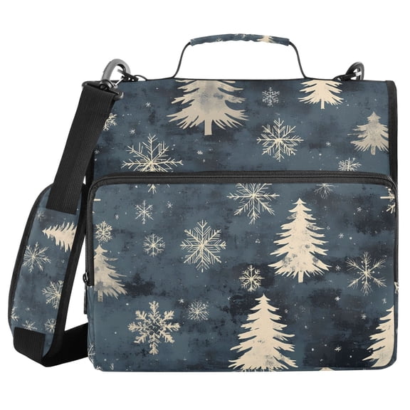 3 Ring Zipper Binder with Shoulder Strap Waterproof Trapper Keeper 2 Inch D-Ring 500 Sheets Capacity Pine Tree and Snow