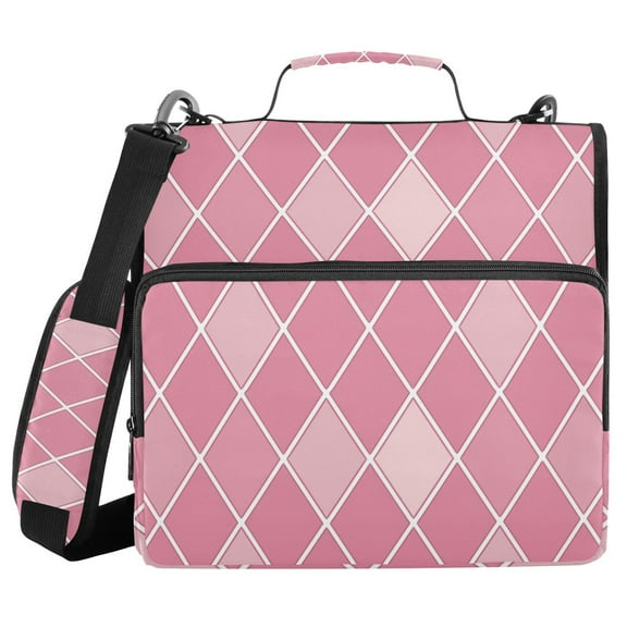 3 Ring Zipper Binder with Shoulder Strap Waterproof Trapper Keeper 1.5 Inch D-Ring 500 Sheets Capacity Pink Block