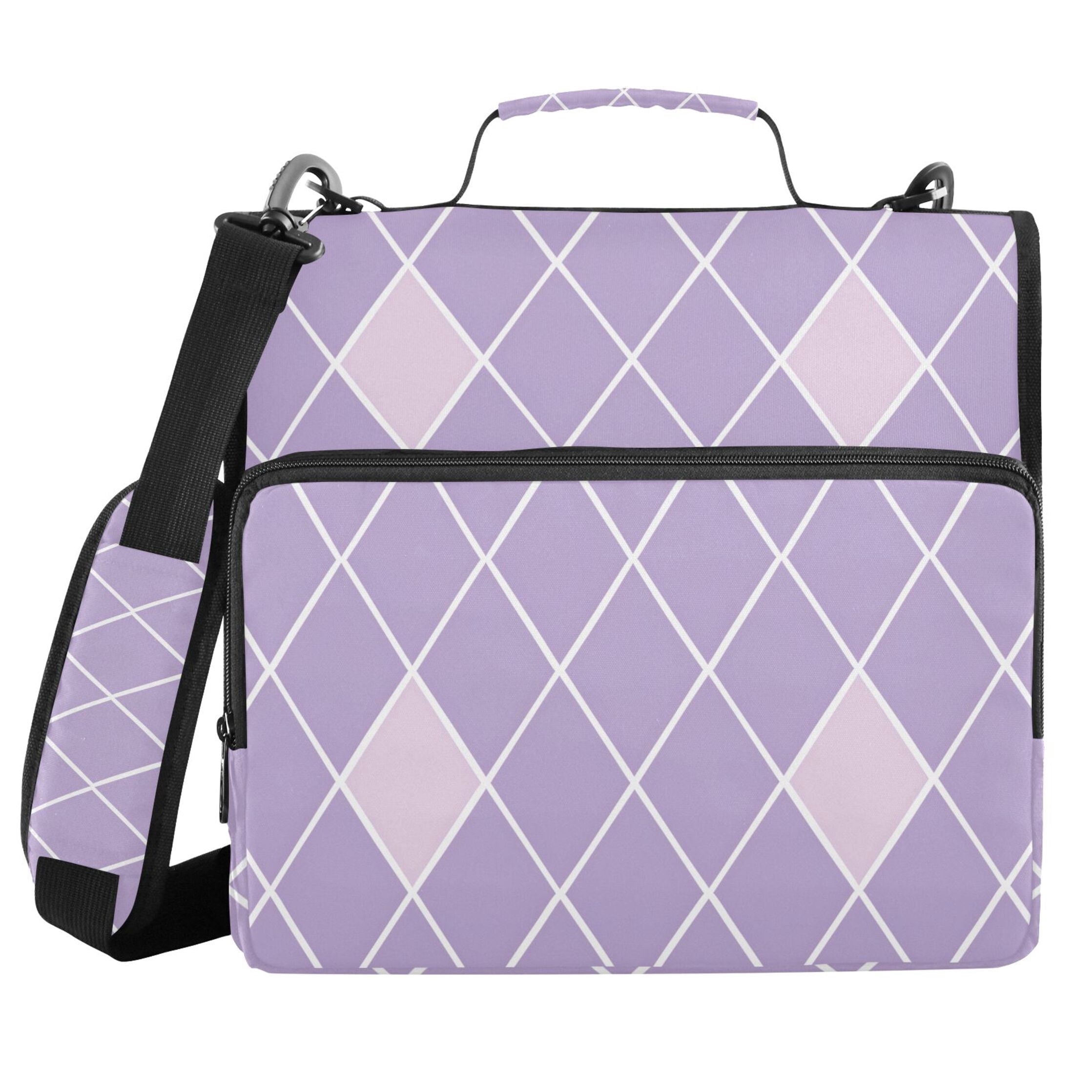 3 Ring Zipper Binder with Shoulder Strap Waterproof Trapper Keeper 2 Inch D-Ring 500 Sheets Capacity Purple Block