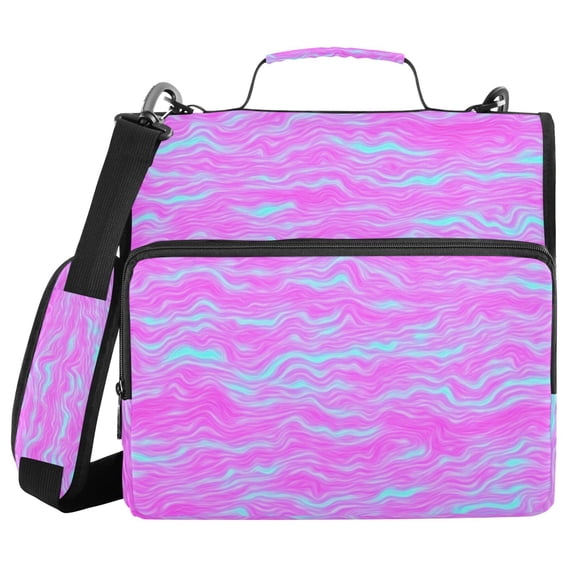 3 Ring Zipper Binder with Shoulder Strap Waterproof Trapper Keeper 2 Inch D-Ring 500 Sheets Capacity Purple Wave