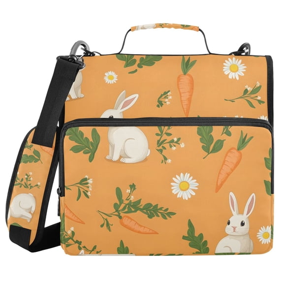 3 Ring Zipper Binder with Shoulder Strap Waterproof Trapper Keeper 2 Inch D-Ring 500 Sheets Capacity Rabbit and Carrot