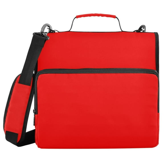 3 Ring Zipper Binder with Shoulder Strap Waterproof Trapper Keeper 1.5 Inch D-Ring 500 Sheets Capacity Red